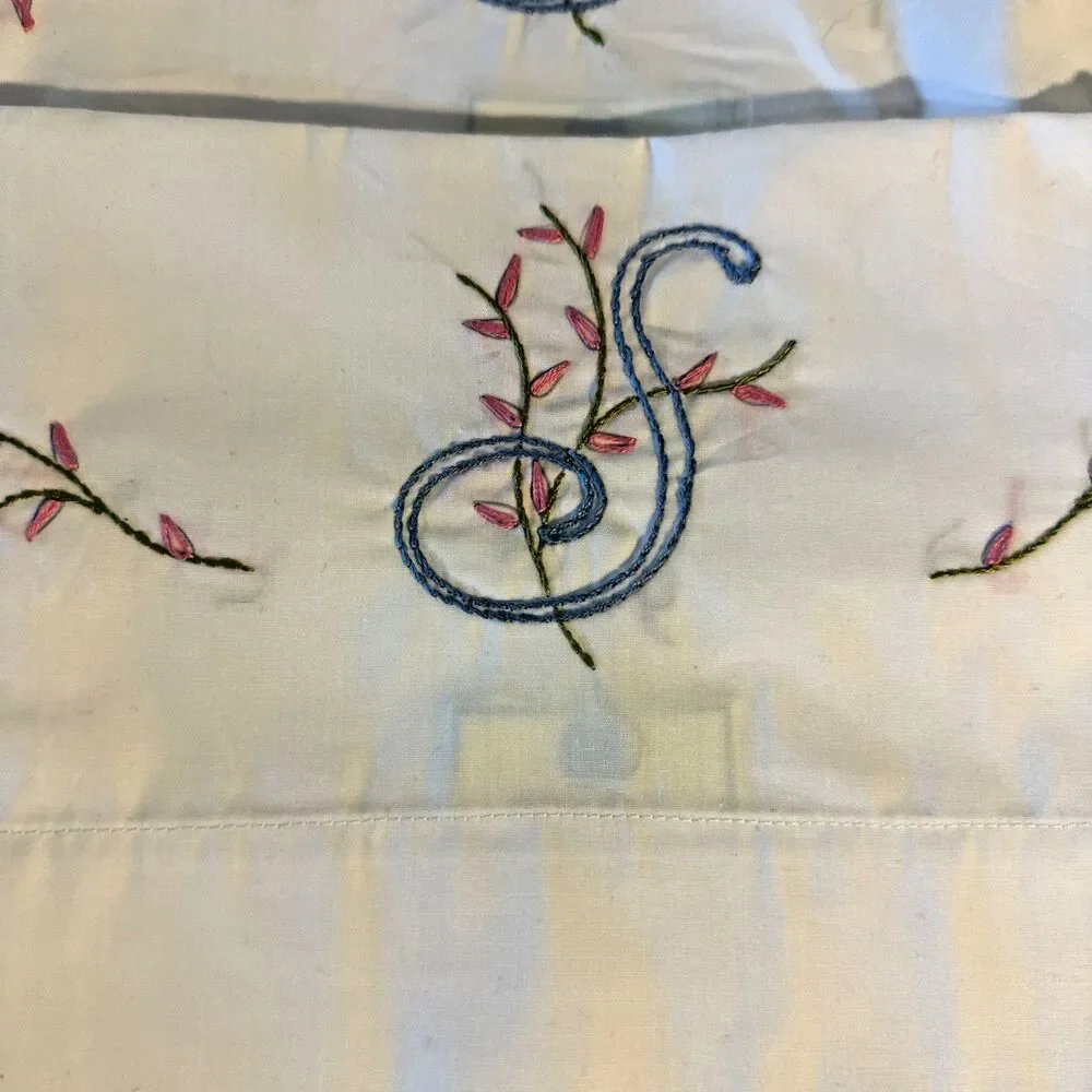 Hand stitched with intial S Pillowcases Standard Size